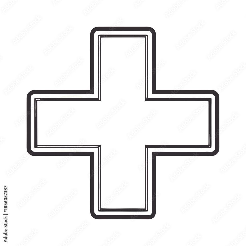 Fototapeta premium Simple Cross Icon: Clean and minimalist, a single cross icon represents medical and aid, conveying a message of hope and well-being. 