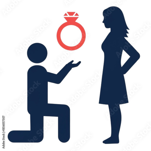 Man Proposing to Woman with Engagement Ring Icon proposal marriage