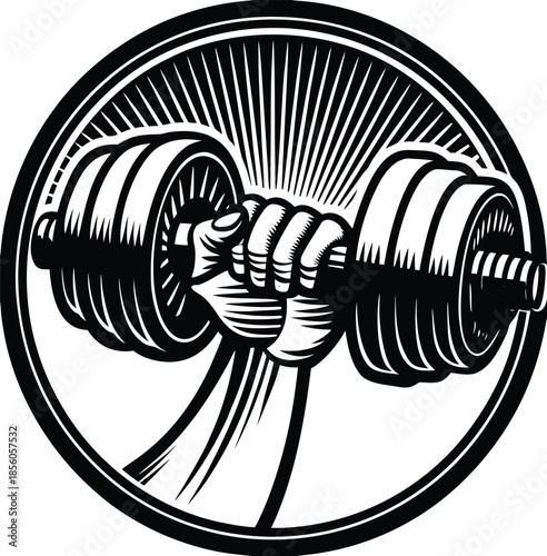 Gym, fitness logo or label. Sport, bodybuilding concept. Vector icon