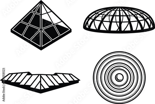 Geometric structures building forms silhouette design vector illustration.