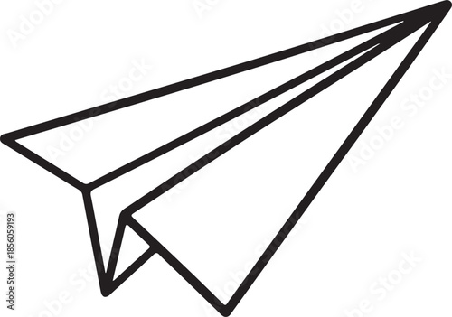 Paper airplane vector outline, representing communication, travel, or childhood play