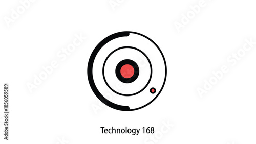 Abstract circular design representing technology and innovation with a red center.