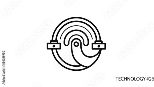 Abstract digital fingerprint technology icon representing security and access.