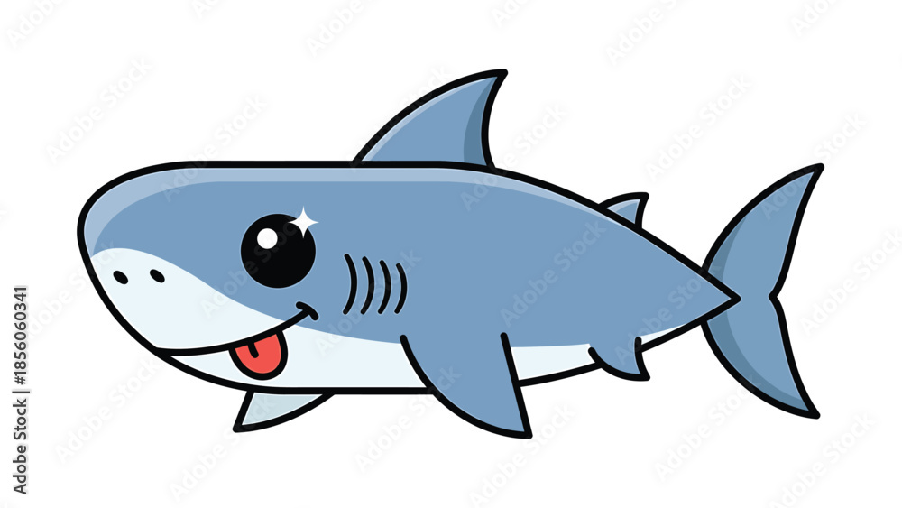 Fototapeta premium Adorable cartoon shark with a friendly expression and cute design, perfect for kids.