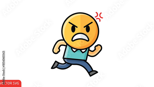 Angry emoji running with a furious expression and red lines.