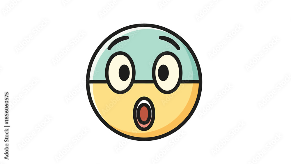 Fototapeta premium Astonished emoji with wide eyes and open mouth expressing surprise and shock.