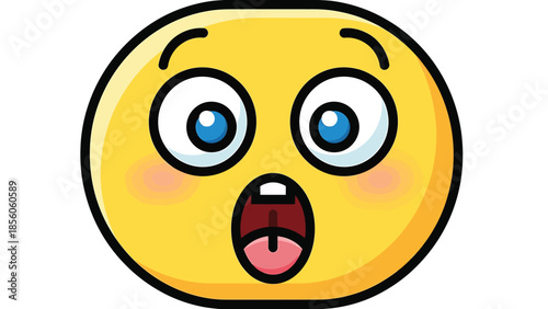 Astonished yellow emoji with wide eyes and open mouth expressing surprise and shock.