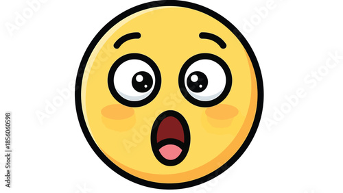 Astonished yellow emoji with wide open eyes and mouth expressing surprise and shock.
