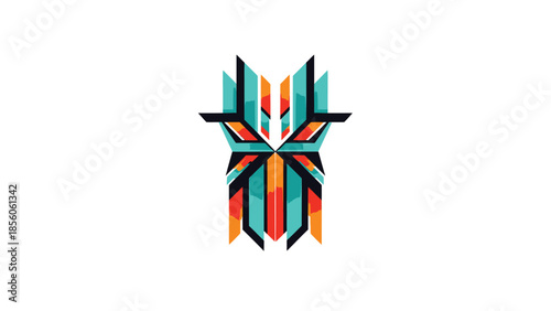 Abstract geometric design with vibrant colors and sharp angles, a modern artistic representation.