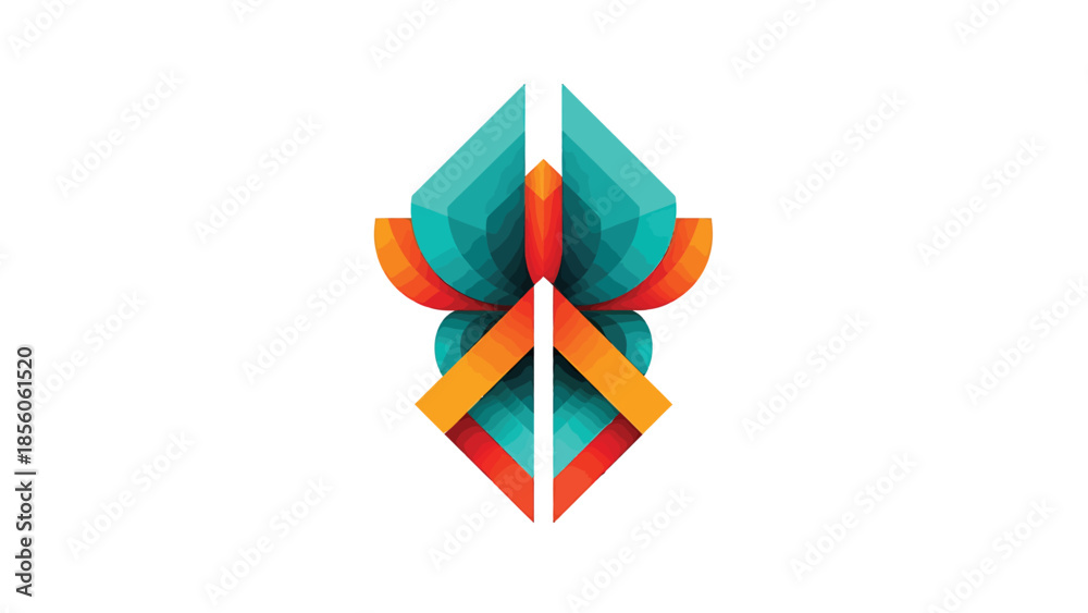 Obraz premium Abstract geometric design with vibrant colors and symmetrical composition.