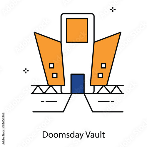 Doomsday Vault Icon Representing Secure Underground Storage For Global Survival Emergency Resources