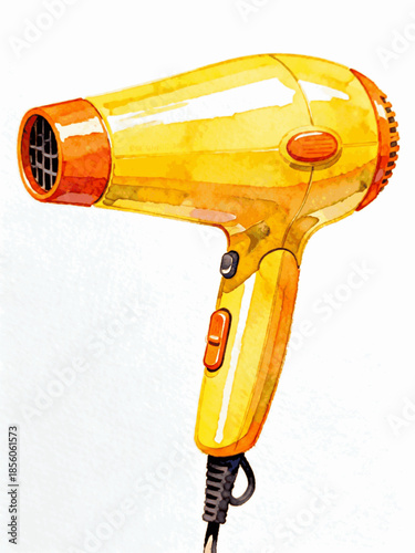 The Bright Blowout Yellow Dryer, Blow Dry isolated watercolor vector illustration svg