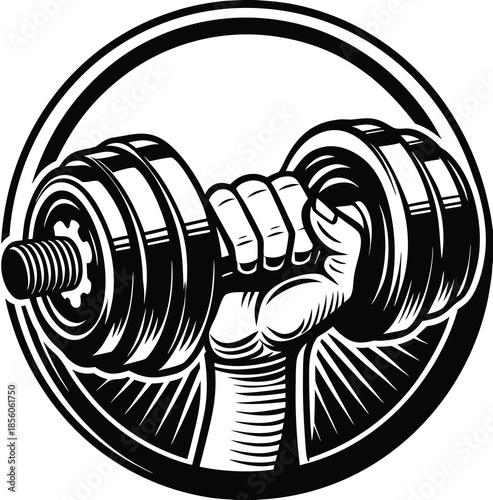 Gym, fitness logo or label. Sport, bodybuilding concept. Vector icon