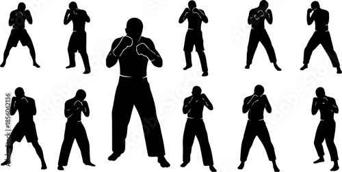 Professional Boxing and Martial Arts Stance Silhouettes