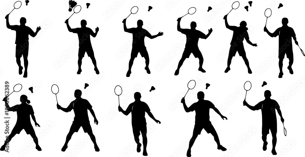 Fototapeta premium Badminton Shuttlecock Icon Set – Feather Shuttle Sports Symbols
