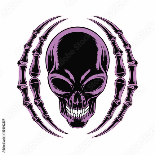 Grim skull with circular ringed design.