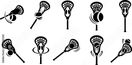 Lacrosse Stick Icon Set Collection
