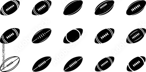 10 Professional Rugby Player Action and Ball Handling Silhouettes