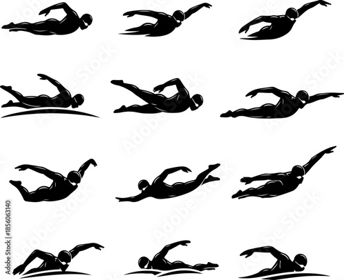Swimming Stroke Silhouette Set 