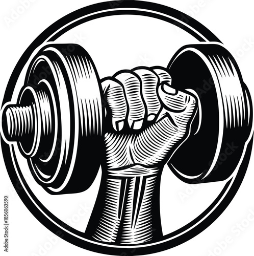 Gym, fitness logo or label. Sport, bodybuilding concept. Vector icon