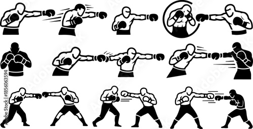 Professional Boxing and Martial Arts Stance Silhouettes