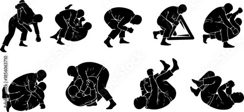 Professional Boxing and Martial Arts Stance Silhouettes