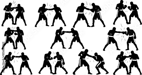 Professional Boxing and Martial Arts Stance Silhouettes