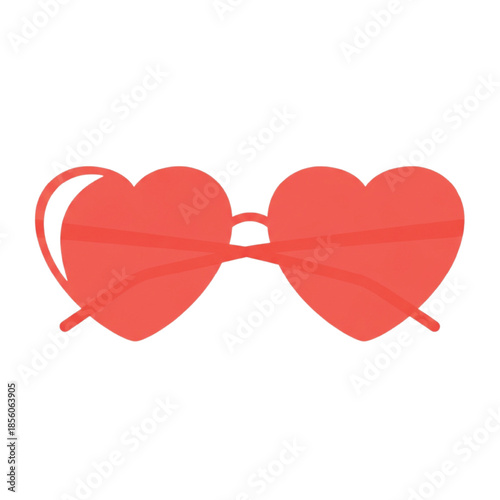 Red Heart Shaped Sunglasses on White Background accessory