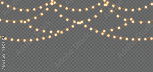 String of warm yellow fairy lights hanging in a festive garland arrangement