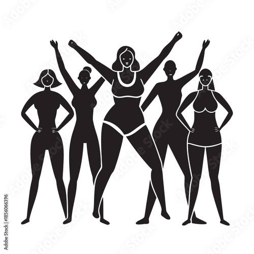 Womens Day Body Positivity Silhouette Poster Illustration
