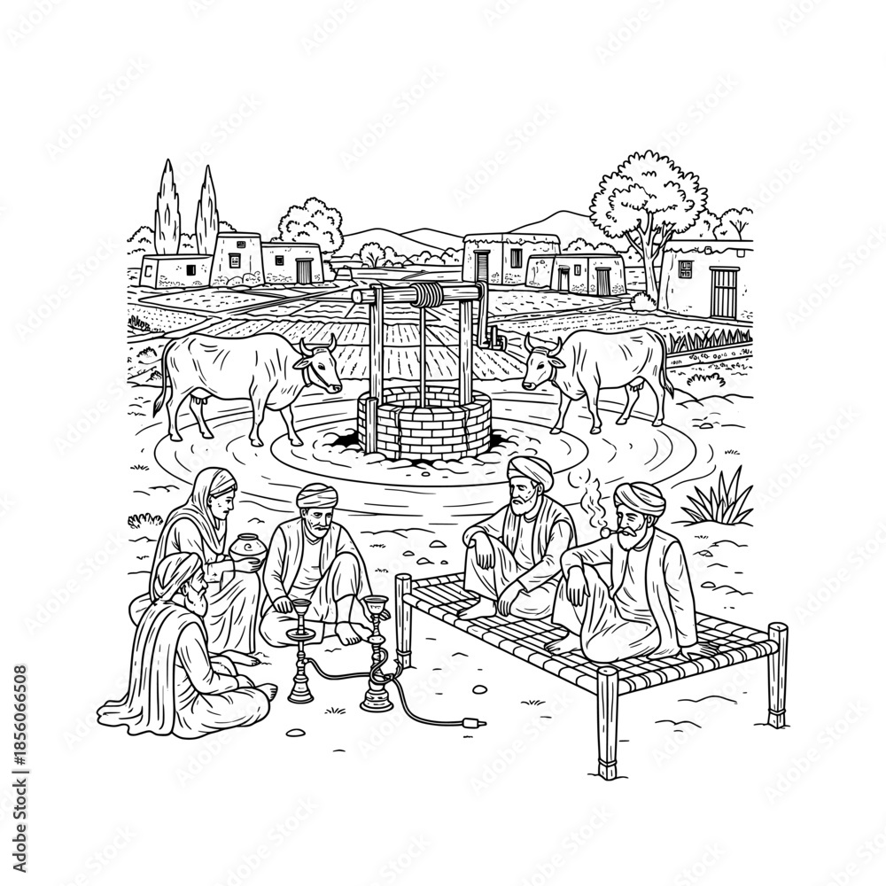 Obraz premium farmers gathering enjoying smoking and gossip