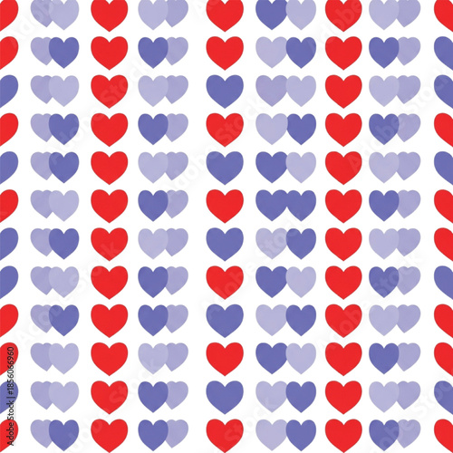 Seamless Pattern of Red and Blue Hearts background texture