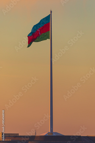 The national flag of Azerbaijan. The largest flag in the world.