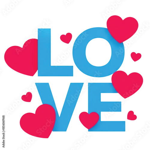 The Word LOVE with Red Hearts love text
