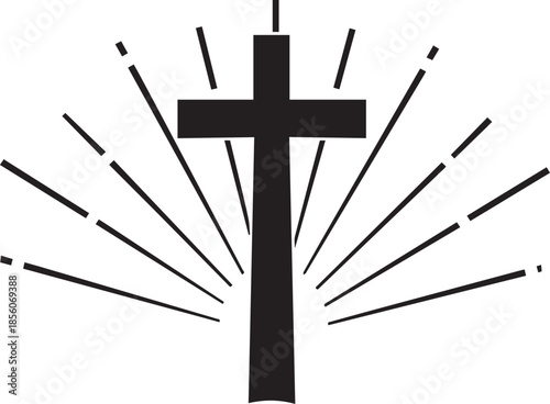 Symbolic cross with radiating lines