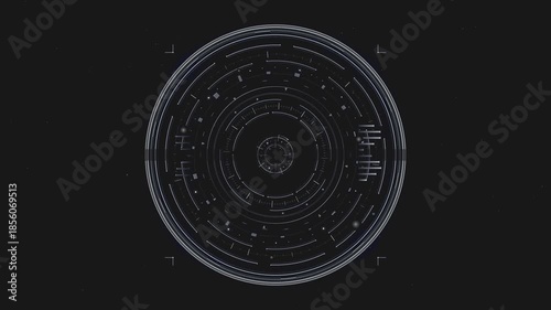 Round hud elements for science fiction design in future technology setting