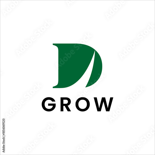 Modern Green Letter D Grow Logo Vector Icon ,solution path way Minimalist Business Corporate Brand Identity Design