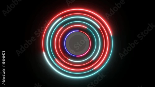 neon light round cercle animation video 4k stock video