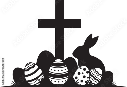 Easter celebration with cross and bunny