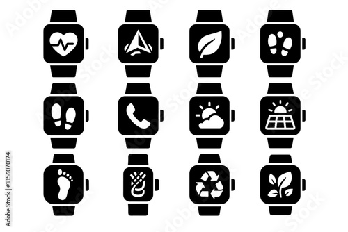 Symbol watch solar eco watches step monitor icon adventure navigation logo vector