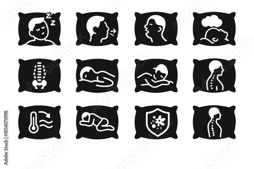 Sleep reduction relief pillow icon allergy vector cycle prevention stress smart reduced