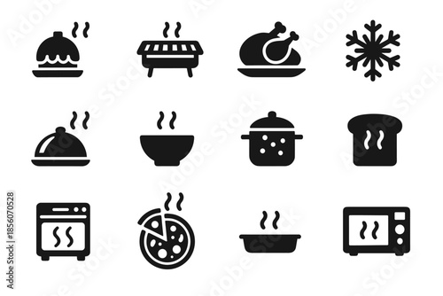 Nano convection slow pizza icon roast reheat steam microwave modes oven vector