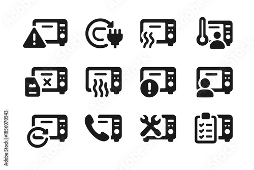 Power malfunction message crash overheating nano oven icon failure icons vector sensor