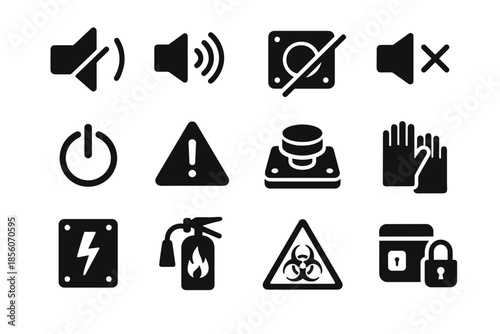Limiter secure safety icon vector casing warning sign voice volume fire board