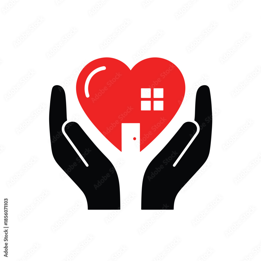 Obraz premium Black hands holding a red heart with a white cross symbol