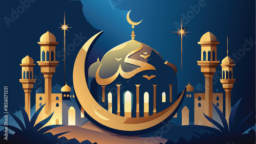 Ramadan kareem night illustration islamic vector art