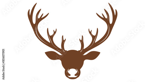 Deer Antlers Head Illustration Isolated.