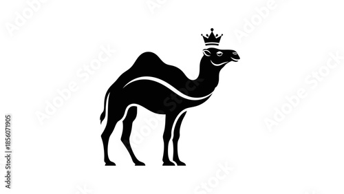 Crowned Camel Silhouette Standing Majestic Animal.