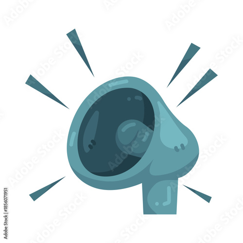 Illustration of Blue Megaphone with Sound Waves