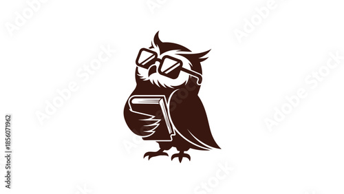 Illustration of Owl Wearing Glasses.